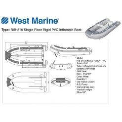 WEST MARINE Inflatable Boats RIB-310 Single Floor Rigid PVC Inflatable Boat -Deals boats Store 13060991 3 1500.26072019033006