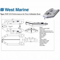 WEST MARINE Inflatable Boats PHP-310 Performance Air Floor Inflatable Boat -Deals boats Store 14272447 3 1500.26072019033013