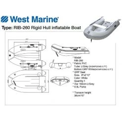 WEST MARINE Inflatable Boats RIB-260 Rigid Hull Inflatable Boat -Deals boats Store 18981621 3 v2